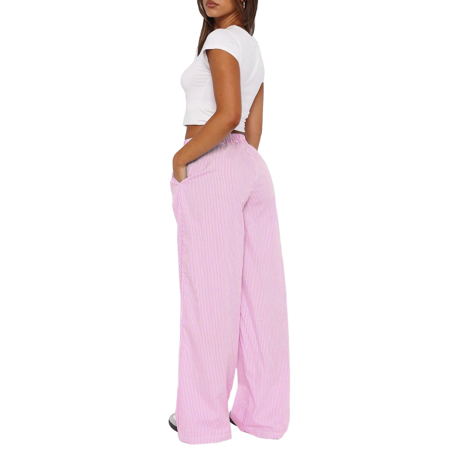 Pantalon de jogging femme à taille élastique à rayures