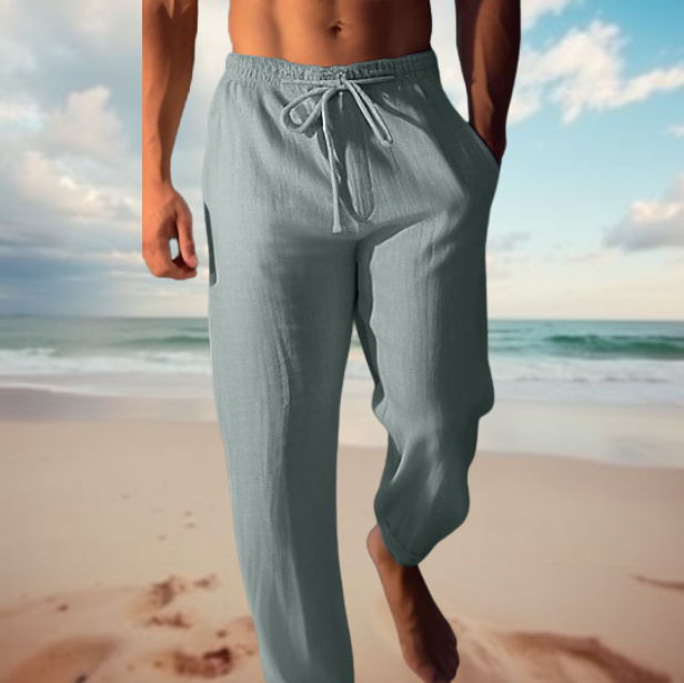 Pantalon en lin pour homme à cordon de serrage