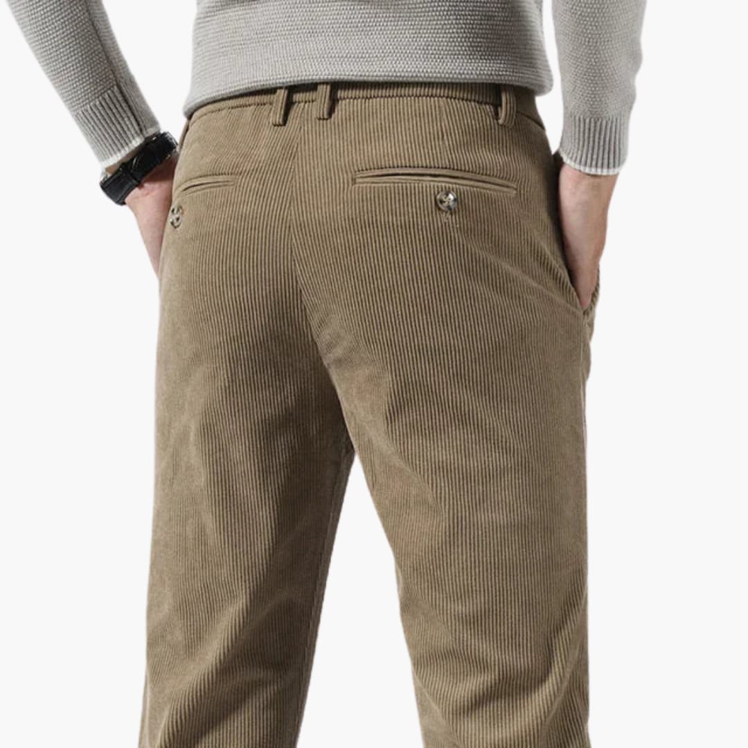 Pantalon homme en velours côtelé, jambe droite, coupe décontractée