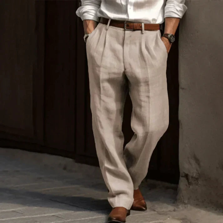 Pantalon large plissé pour homme - taille haute, coupe décontractée