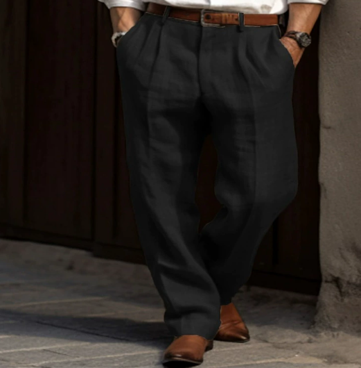 Pantalon plissé à jambes larges pour homme
