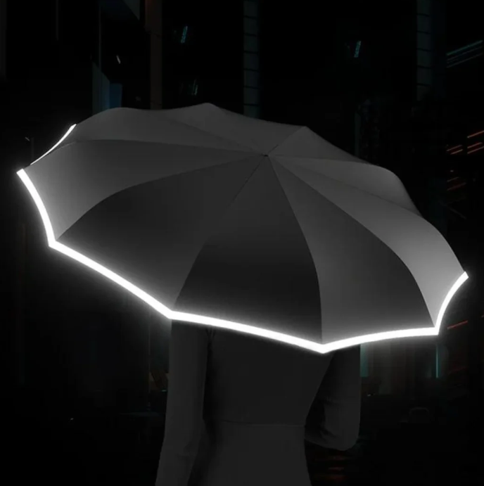 Parapluie anti-tempête avec liseré réfléchissant