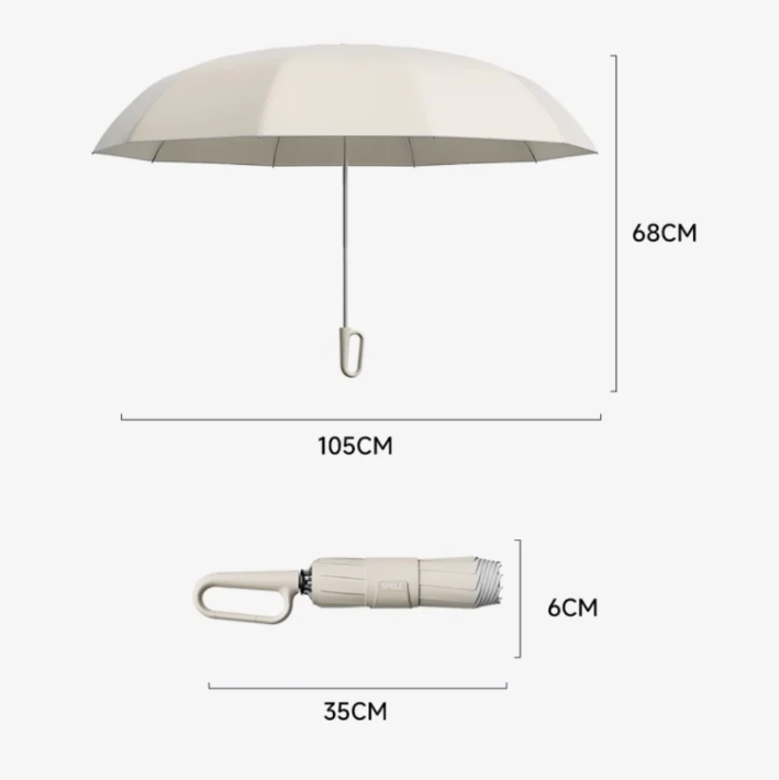 Parapluie compact anti-tempête avec bordure réfléchissante pour la sécurité et le confort