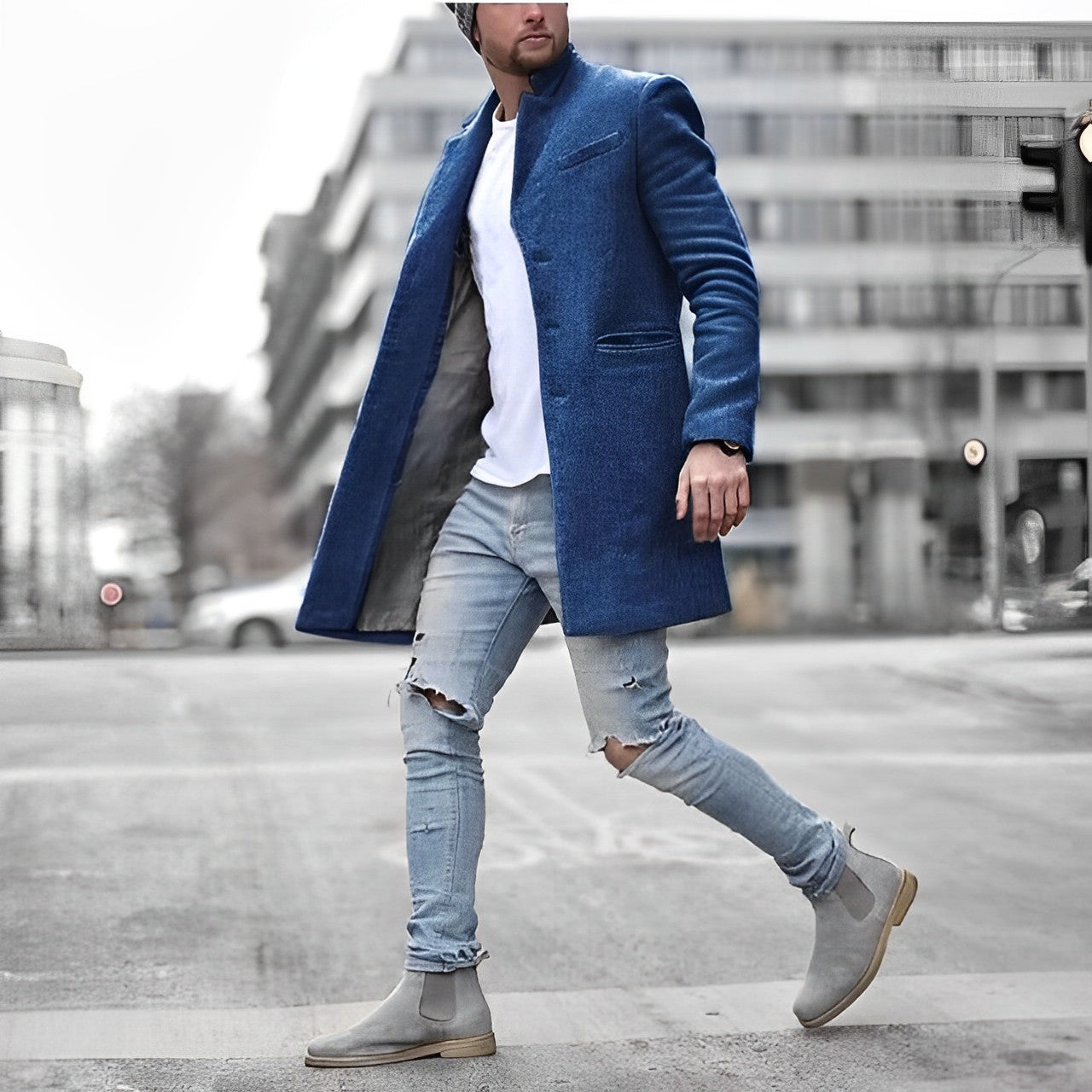Pardessus mi-long coupe slim pour homme
