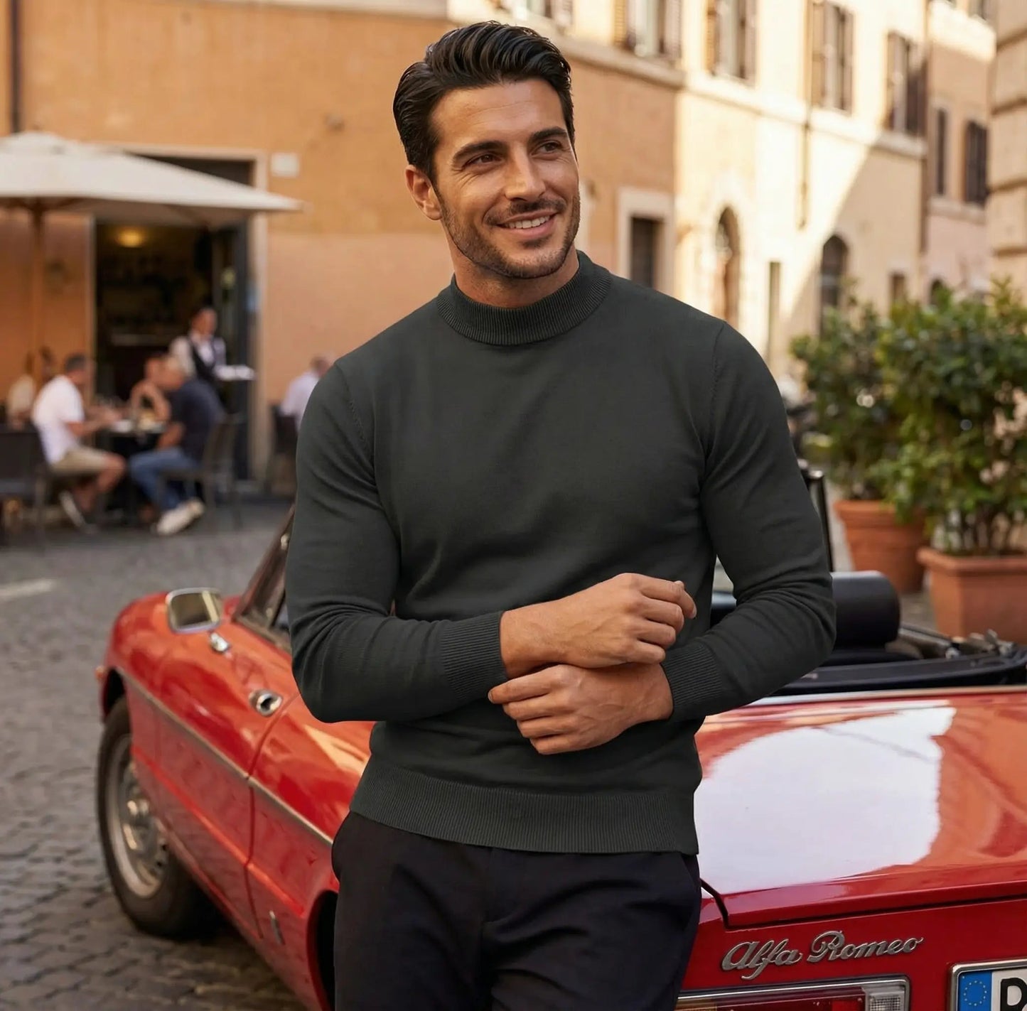 Pull à col roulé coupe slim pour homme