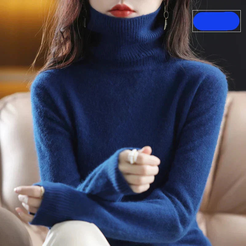 Pull à col roulé pour femme en pur cachemire 100 % pour temps froid
