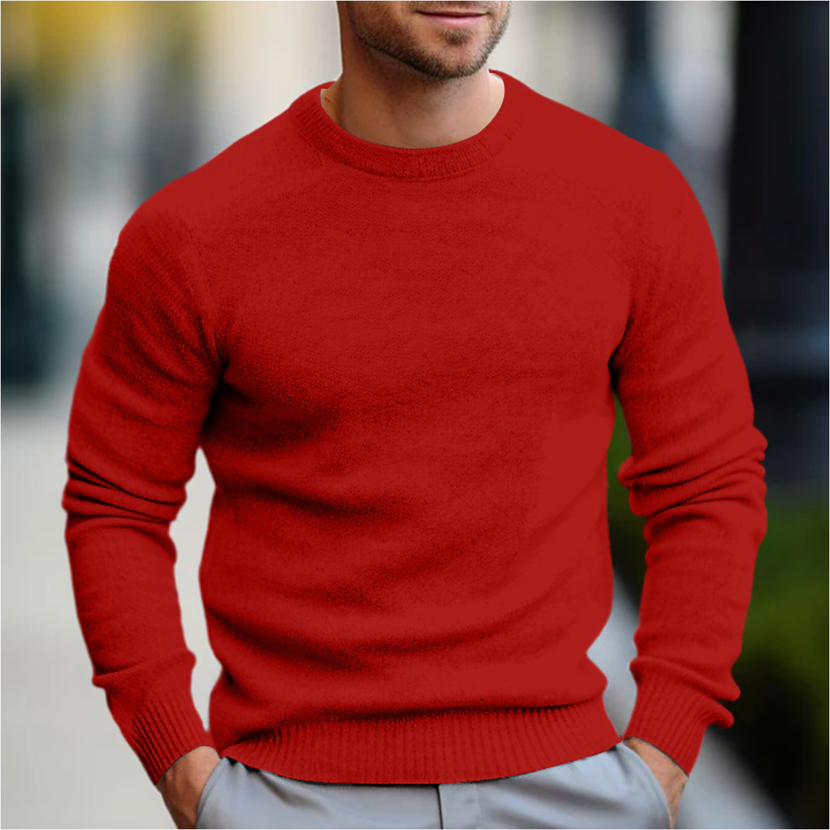 Pull col rond pour homme - manches longues
