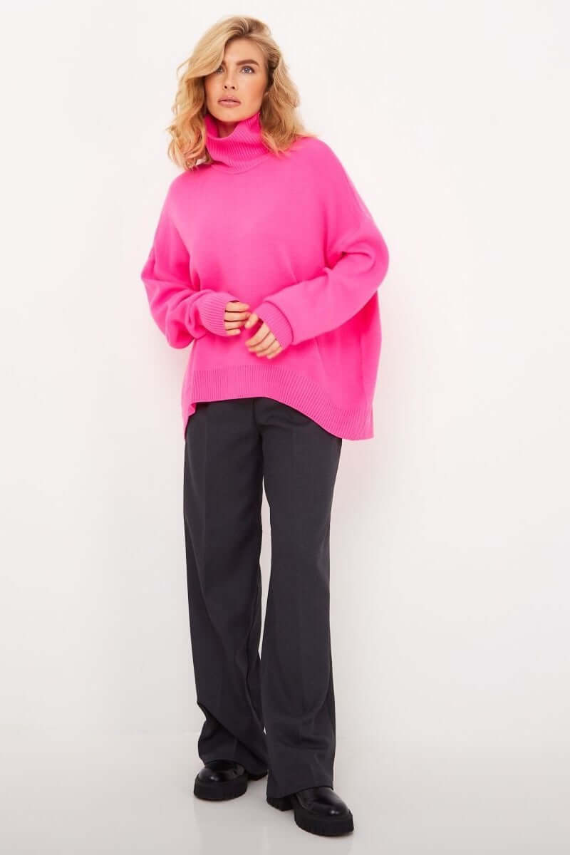 Pull col roulé oversize femme