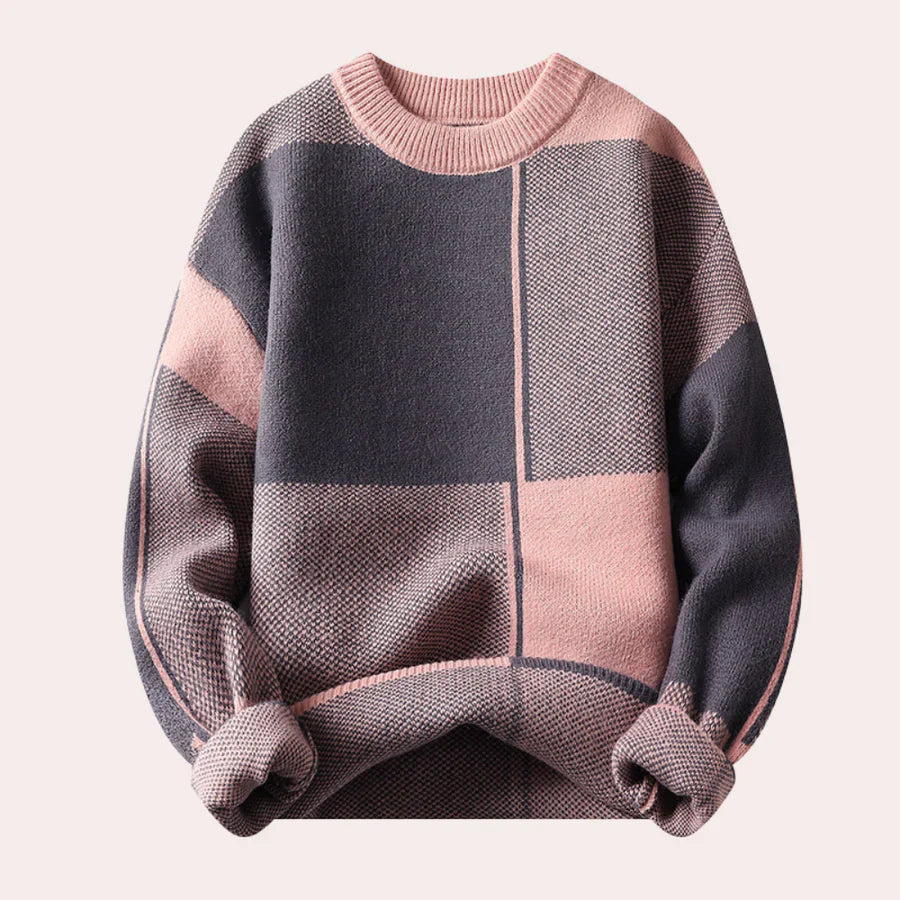 Pull color-block à col rond pour homme