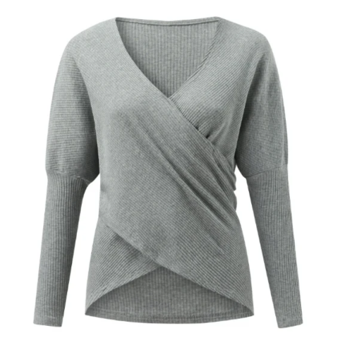 Pull croisé à col en V pour femme