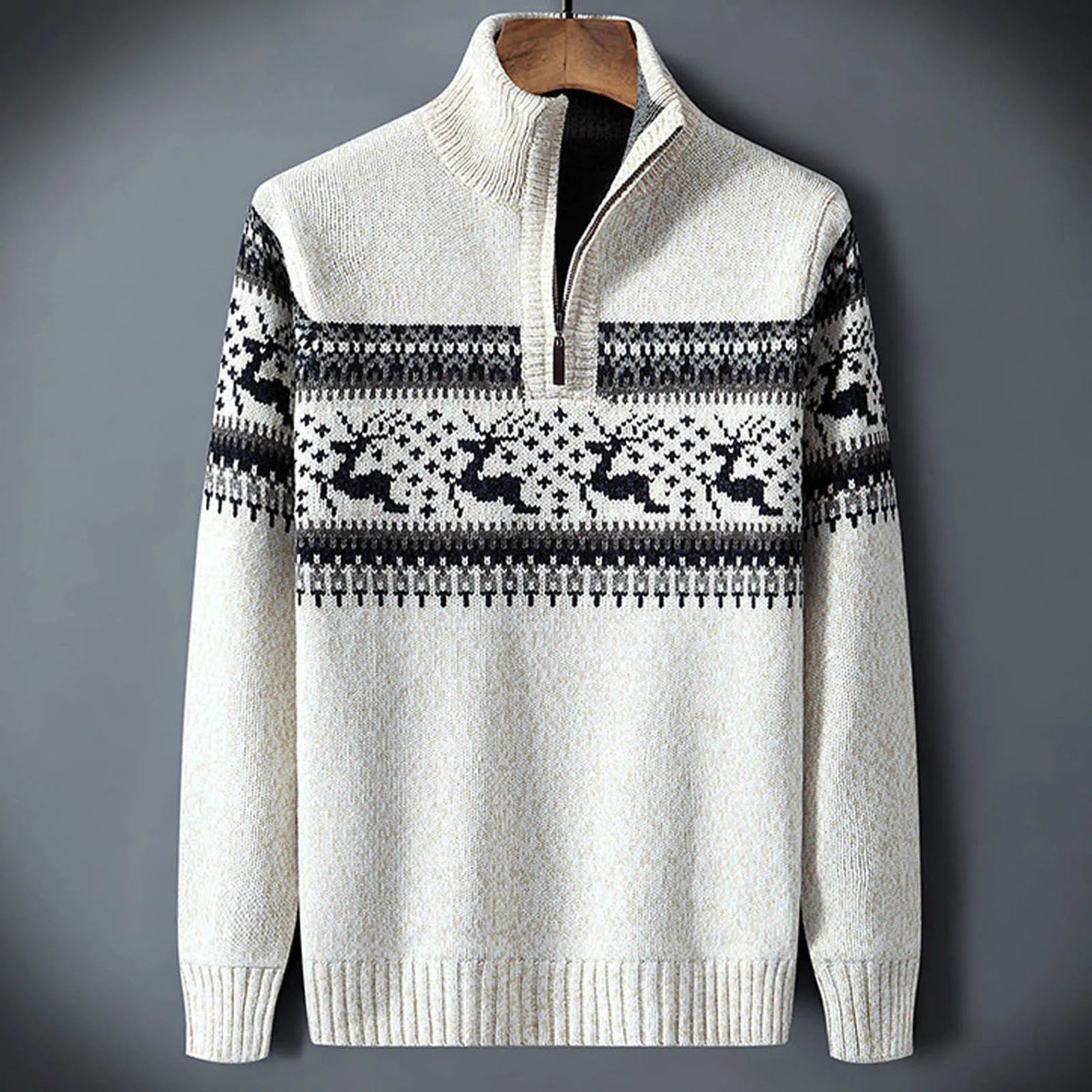 Pull demi-zip Fair Isle pour homme