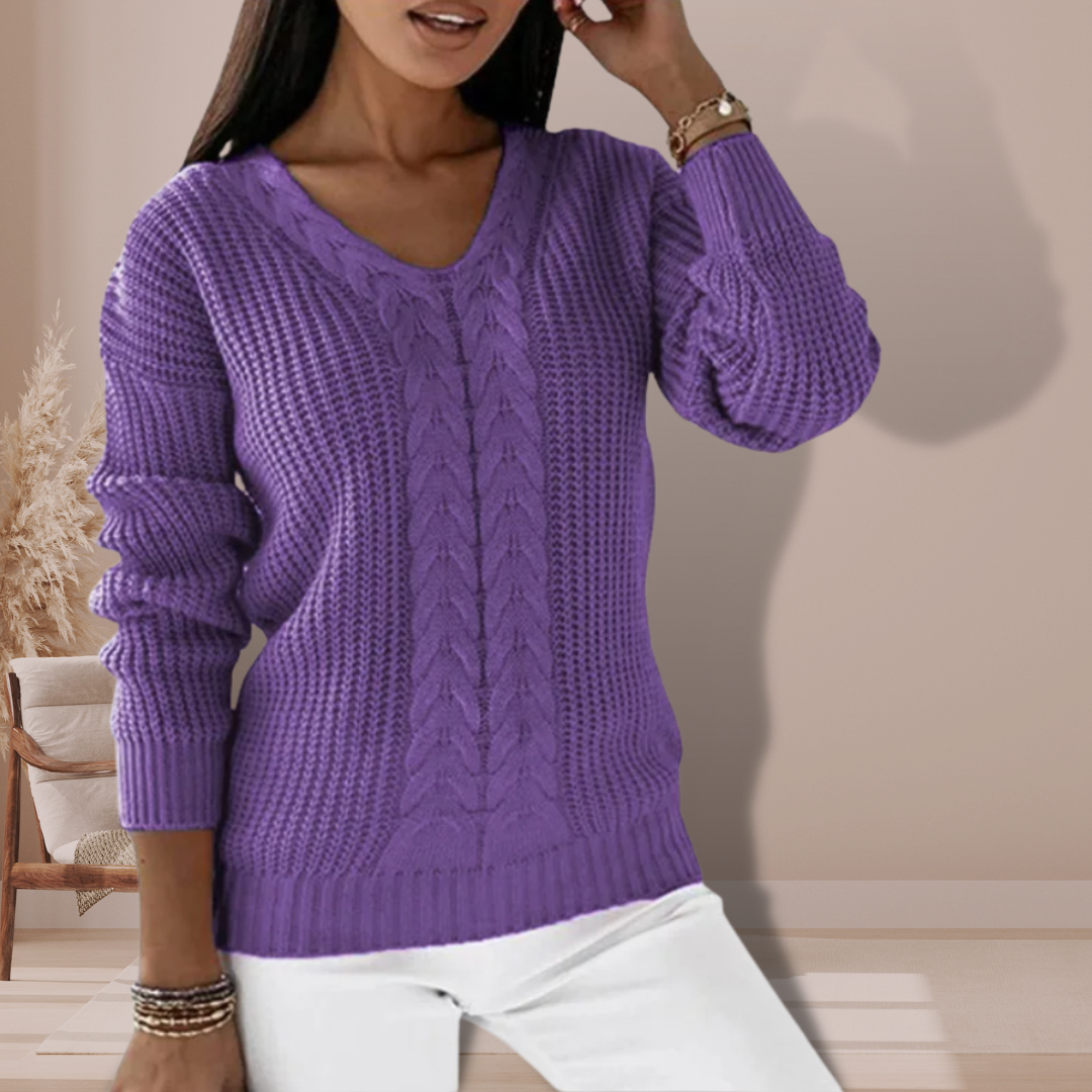 Pull en maille plate pour femme - idéal pour l’automne
