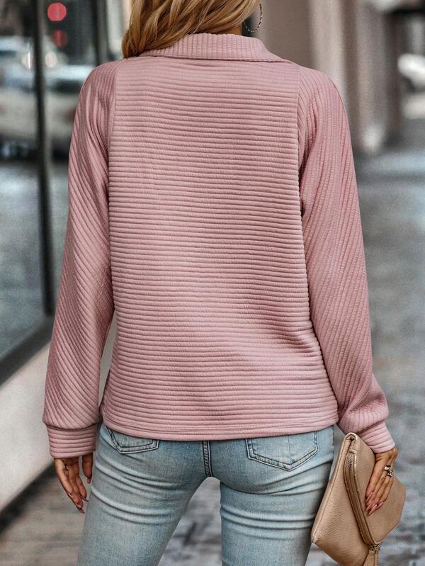 Pull femme col V à demi-zip