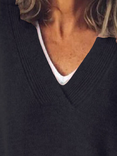 Pull femme oversize à col en V élégant