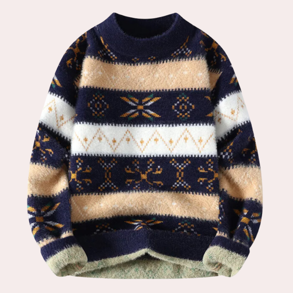 Pull homme à col rond à motifs