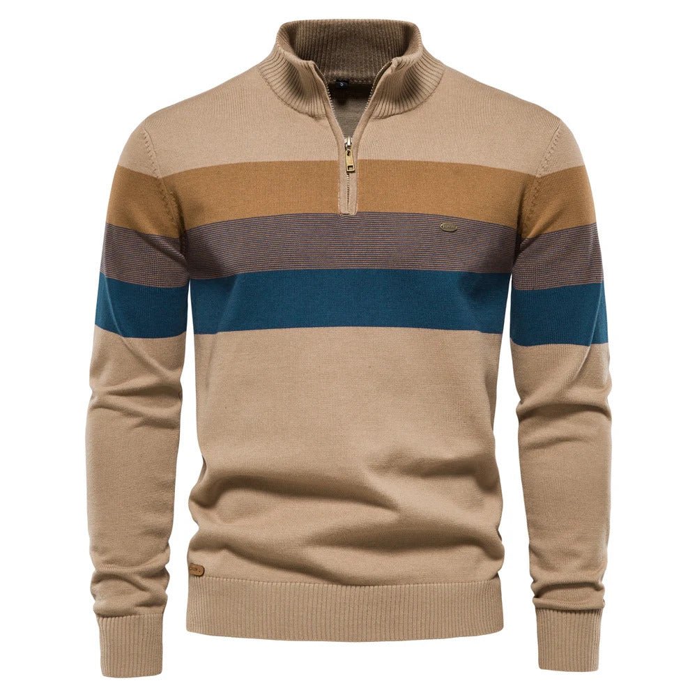 Pull homme à demi-zip rayé