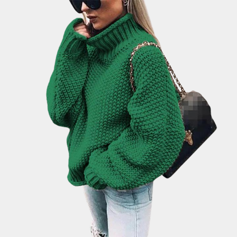Pull oversize à col roulé en maille pour femme