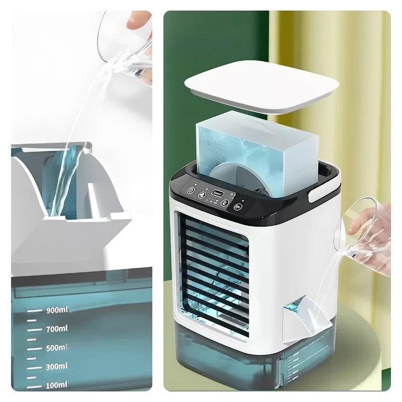 Rafraîchisseur d’air portable avec humidificateur et éclairage LED