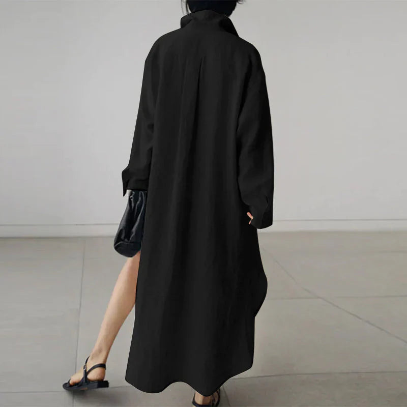 Robe chemise longue à manches longues pour femme