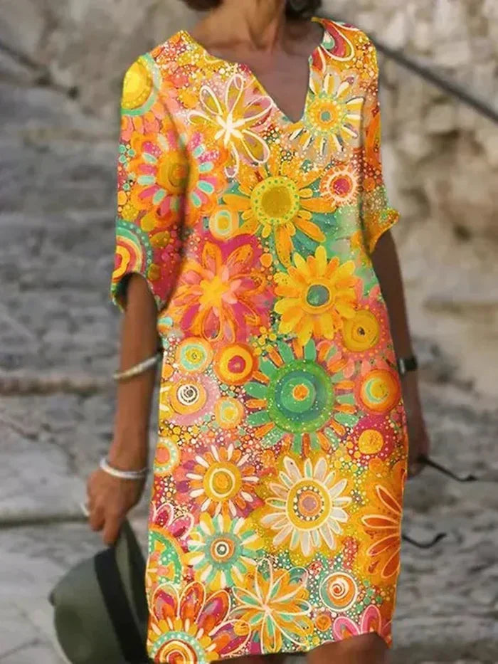 Robe florale éclatante - élégance vibrante et stylée