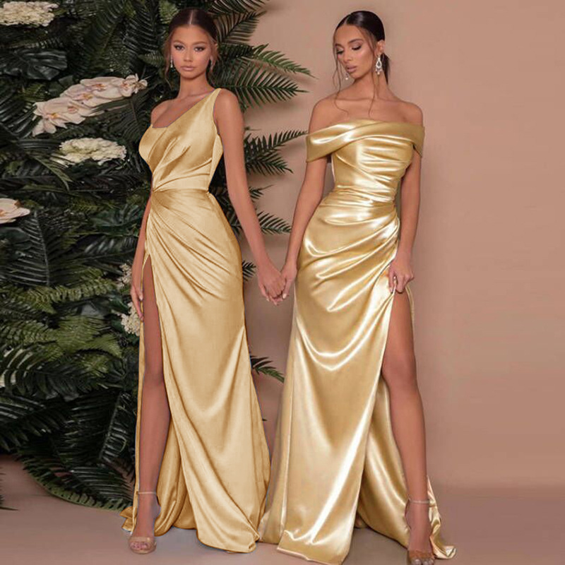Robe longue à une épaule pour femme