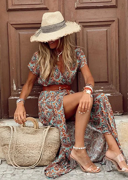 Robe longue d’été à fleurs pour femme