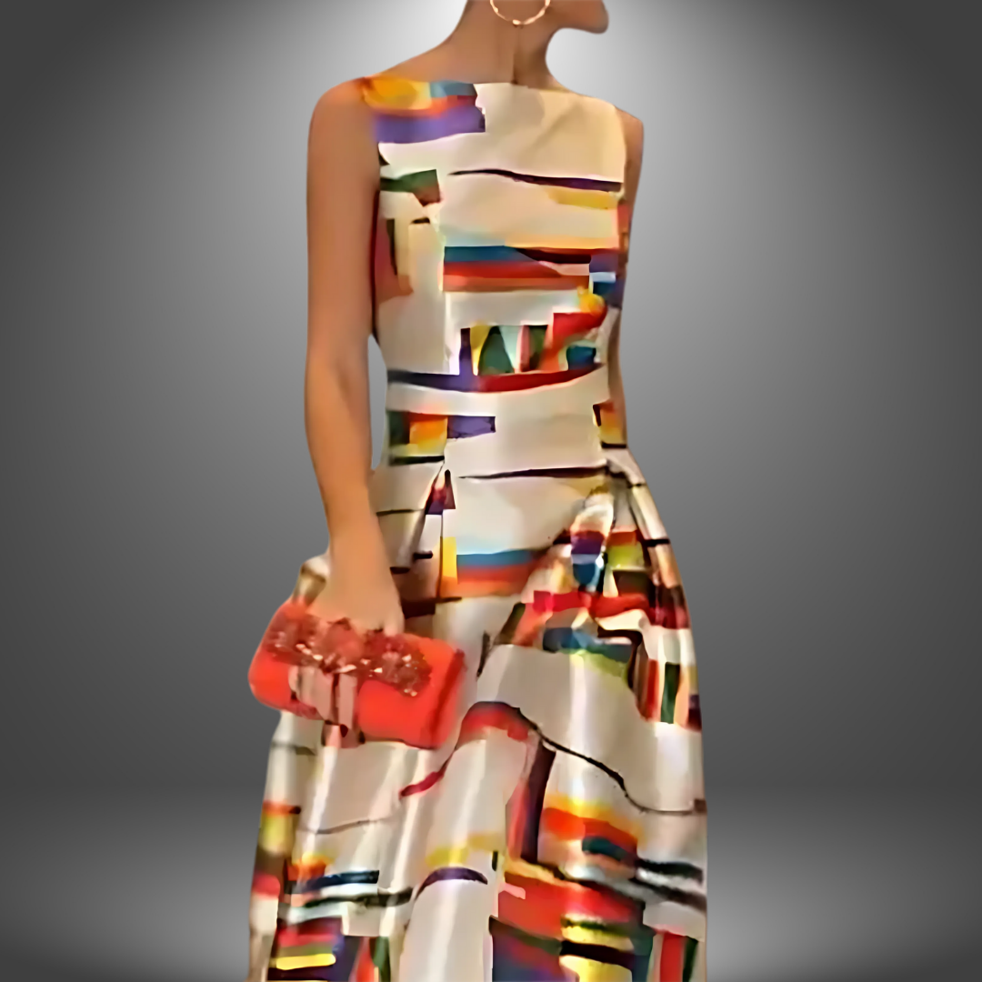 Robe maxi trapèze sans manches pour femme
