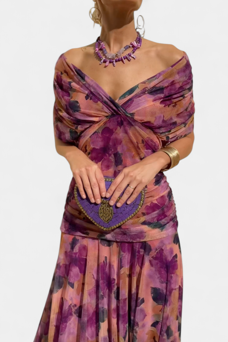 Robe midi cache-cœur à col en V pour femme