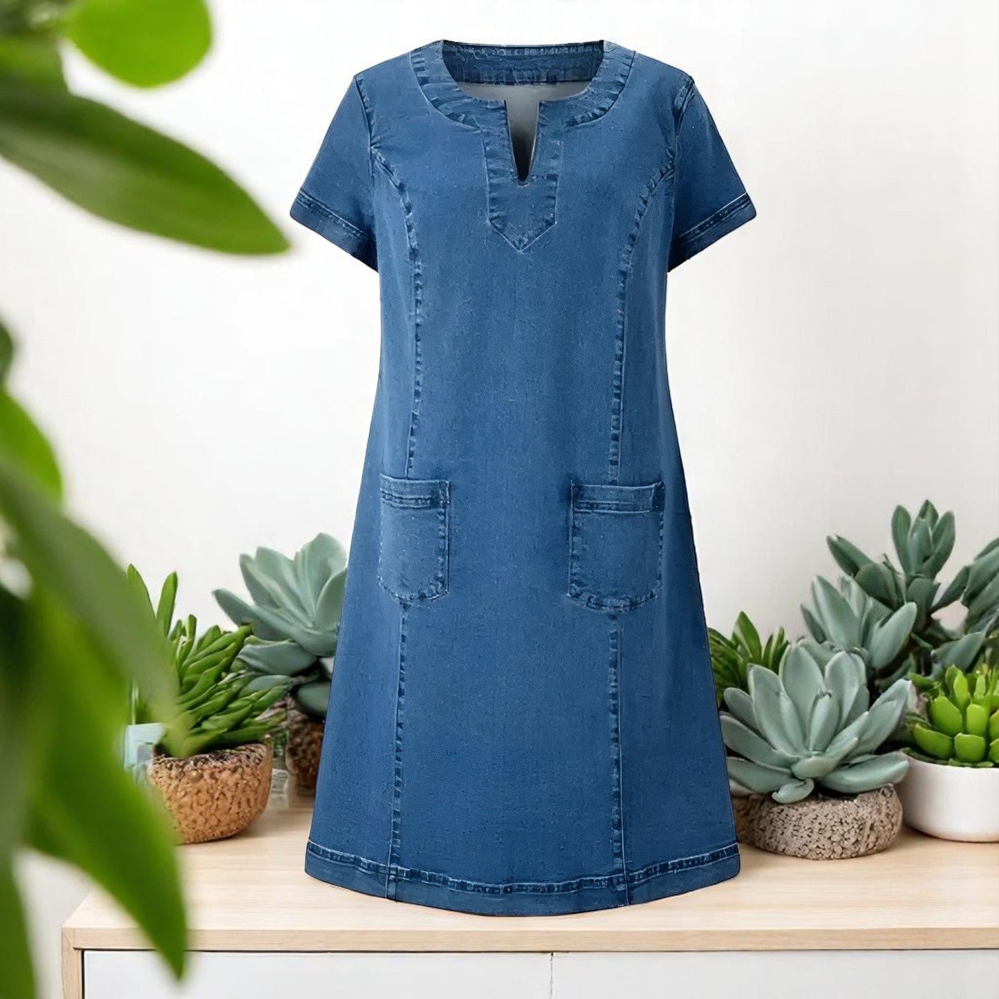 Robe midi chic en jean souple pour une allure sans effort