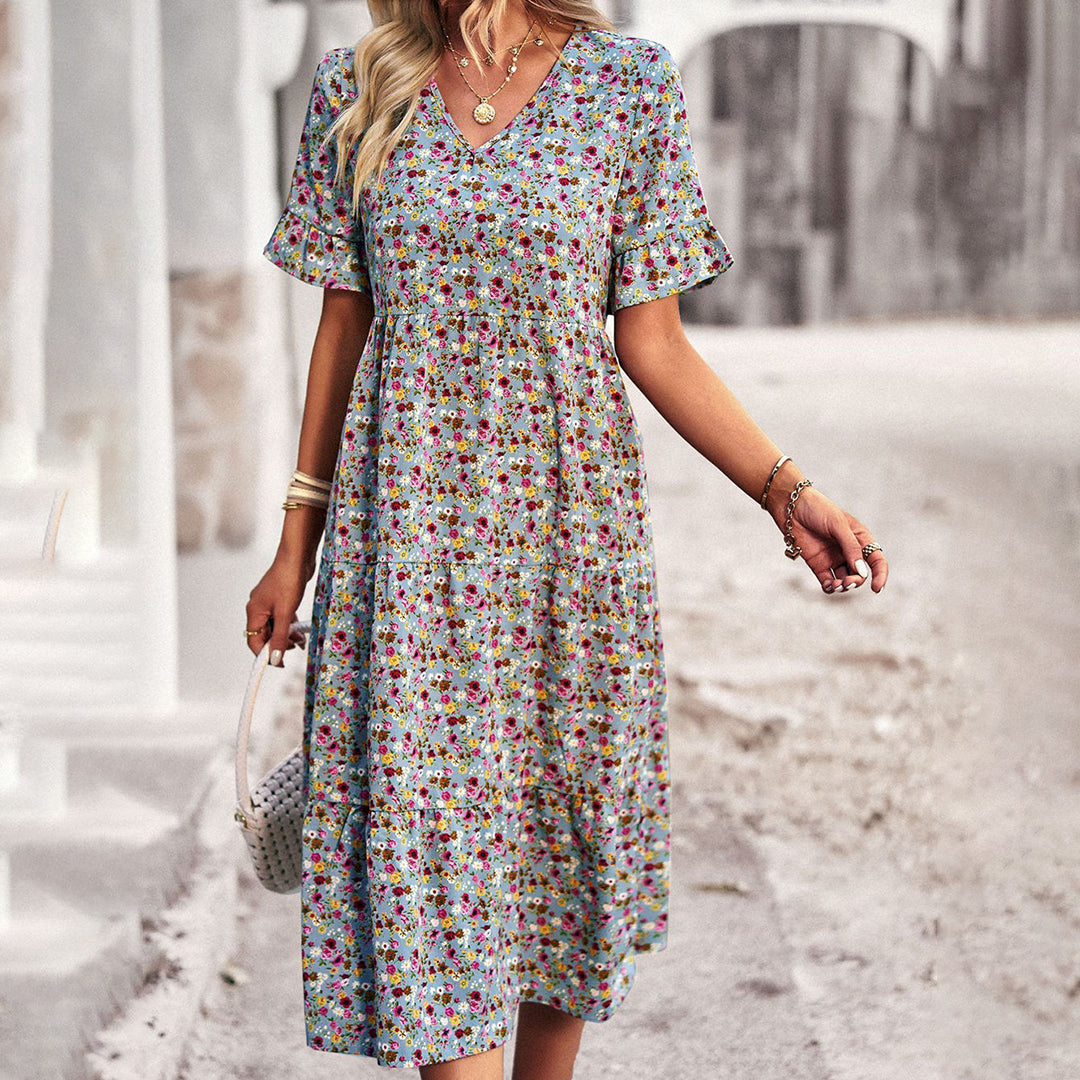 Robe midi d’été fleurie chic pour femme