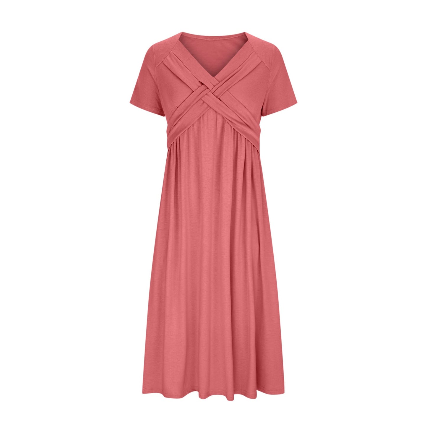 Robe midi trapèze à col en V pour femme