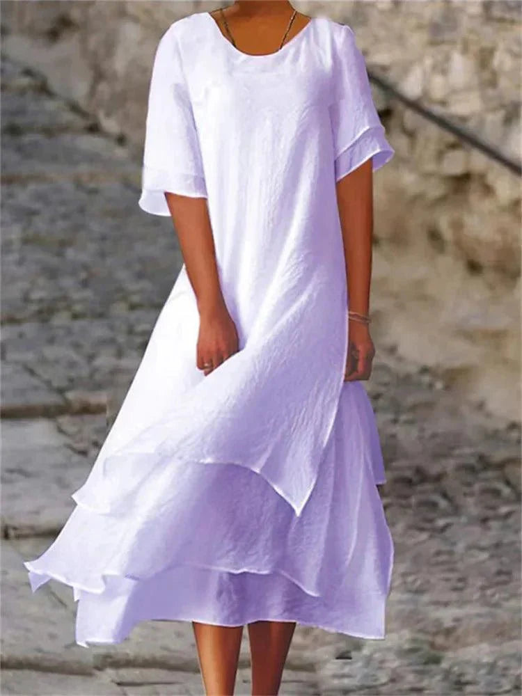 Robe midi trapèze à étages pour femme