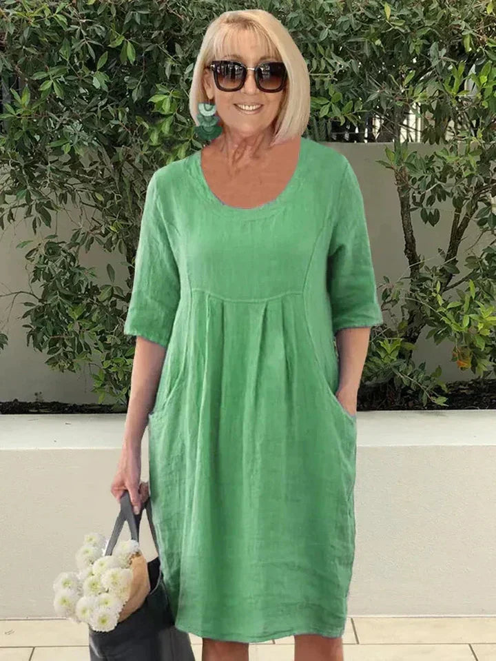 Robe midi trapèze à poches pour femme