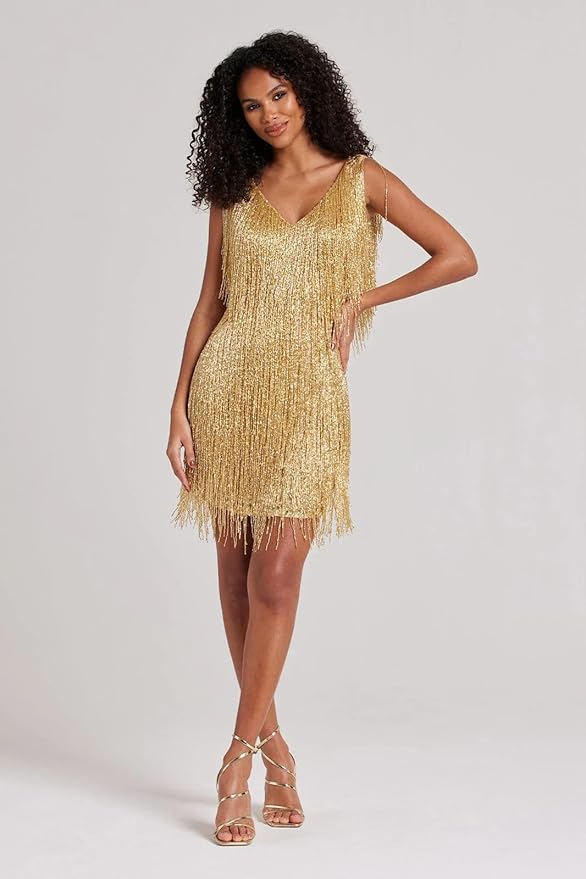 Robe mini à franges à col en V femme