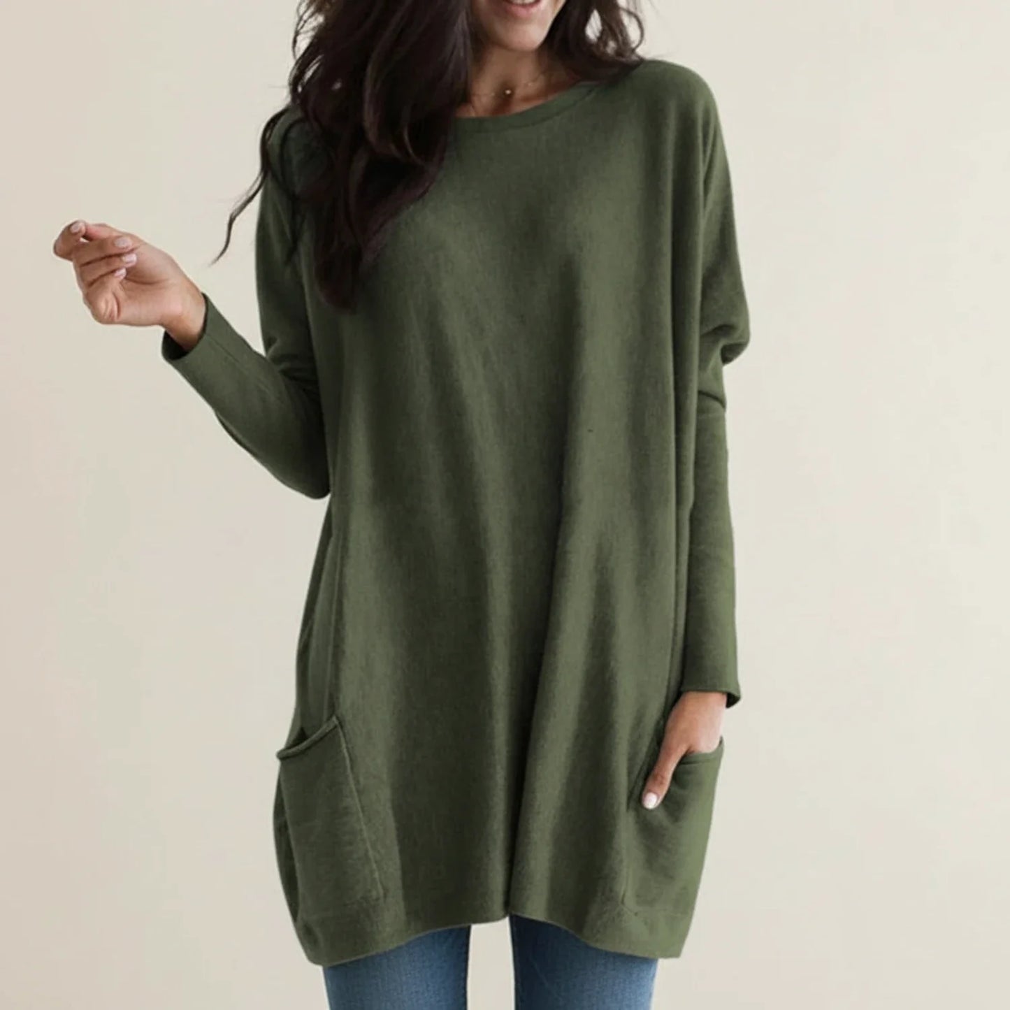 Robe pull oversize avec poches pour femme
