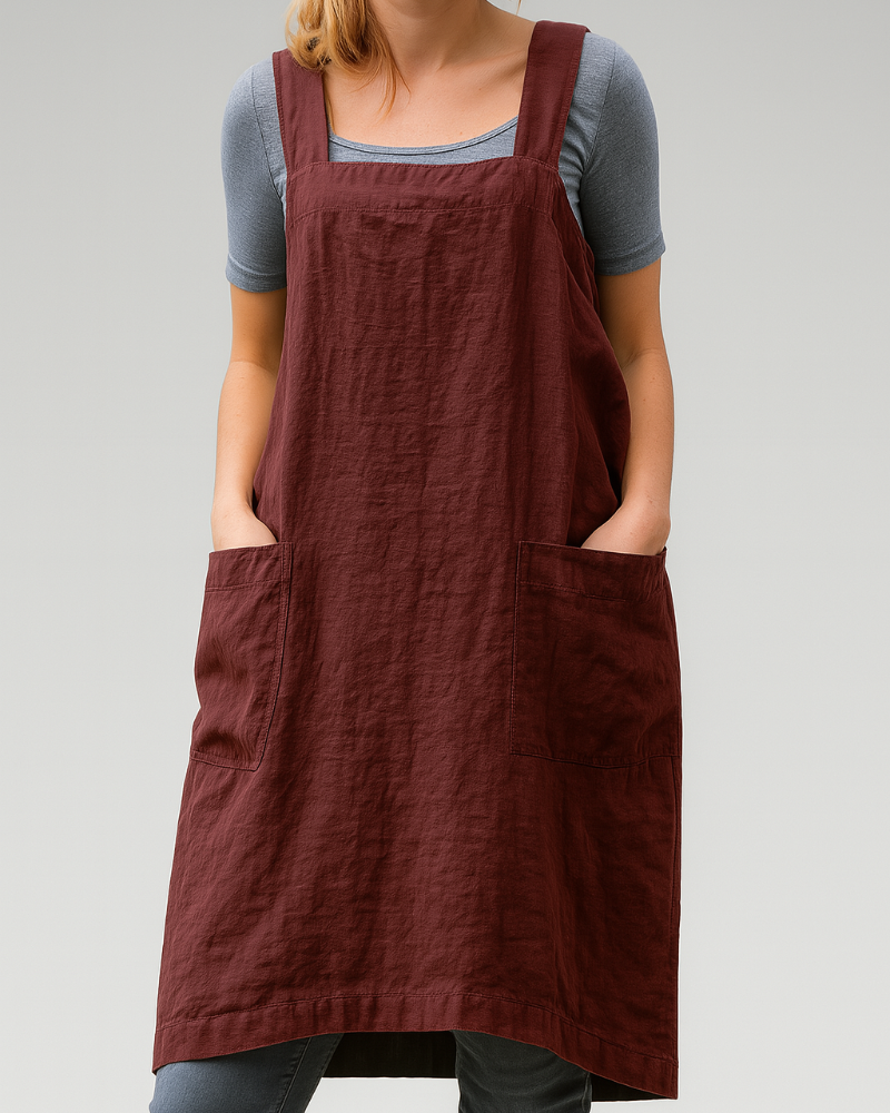 Robe tablier midi sans manches pour femme