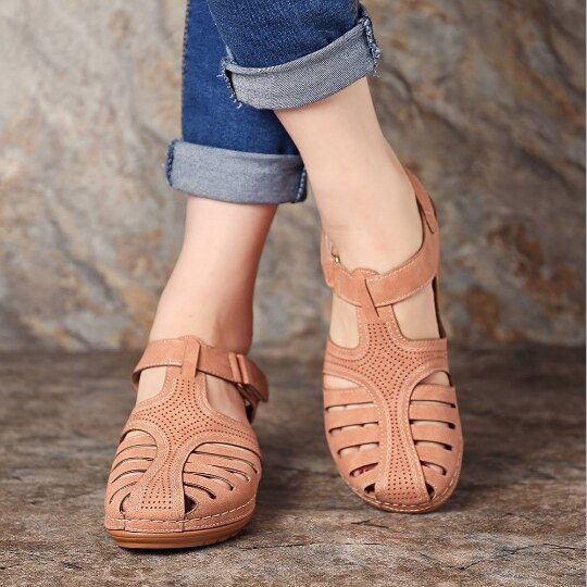 Sandales orthopédiques rétro en cuir
