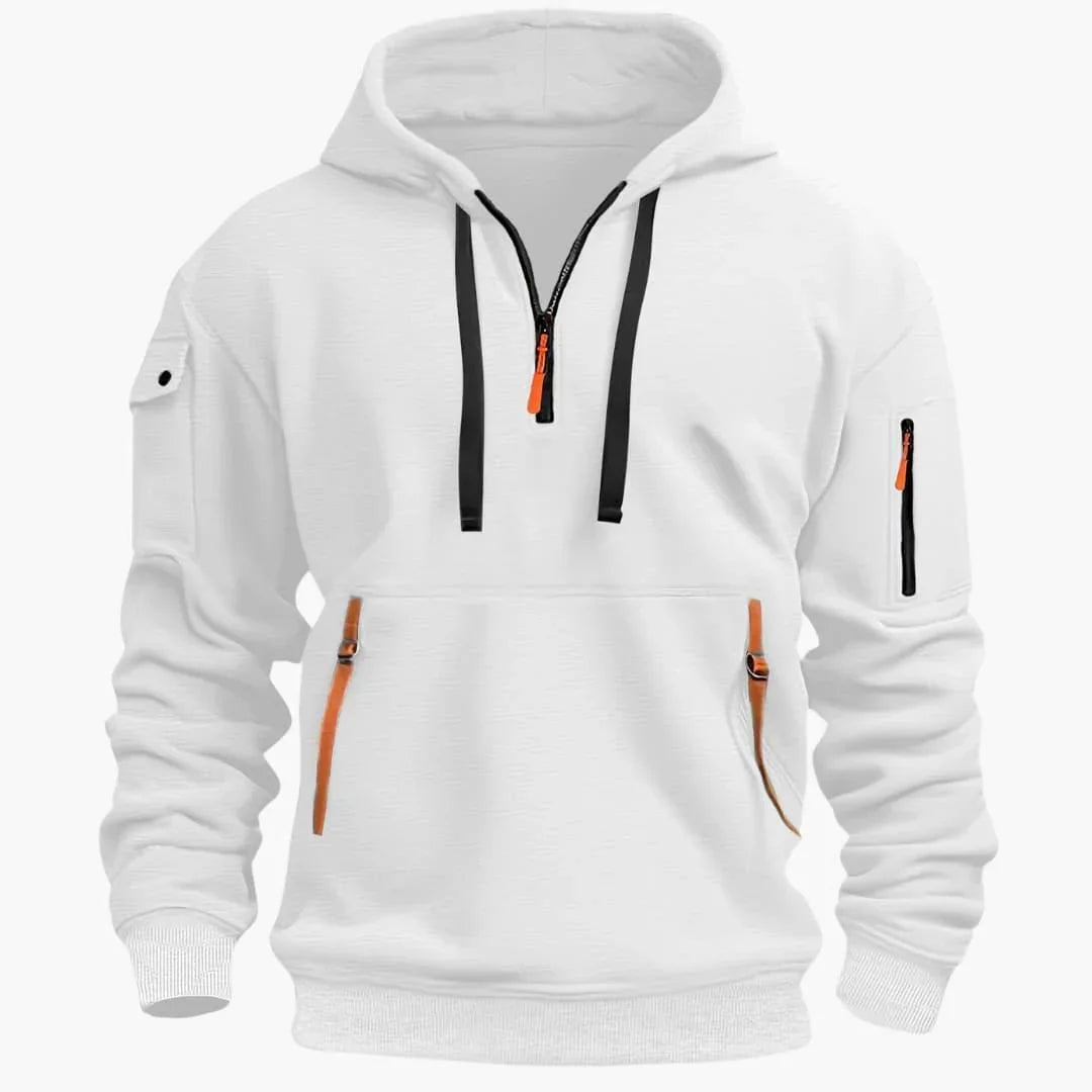 Sweat à capuche pour homme avec capuche réglable et poches zippées