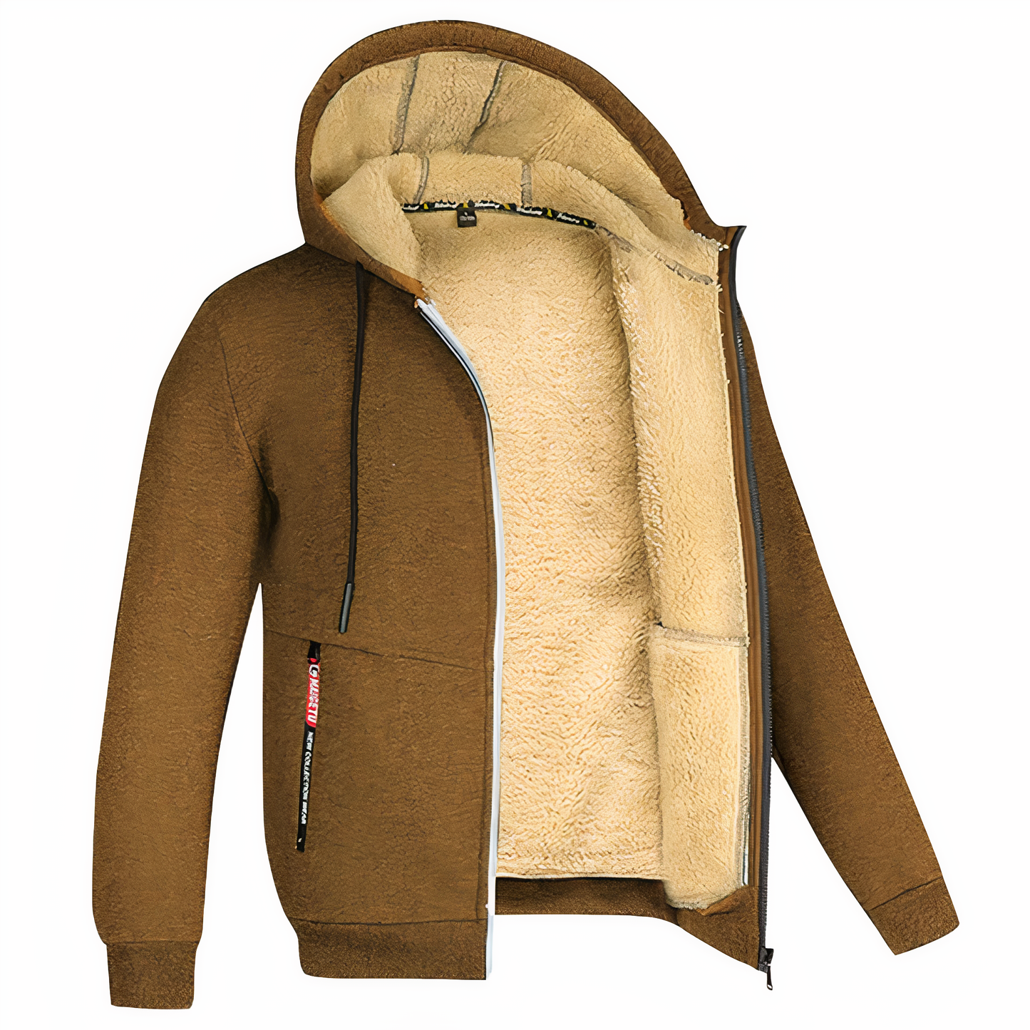 Sweat à capuche zippé doublé en polaire pour homme