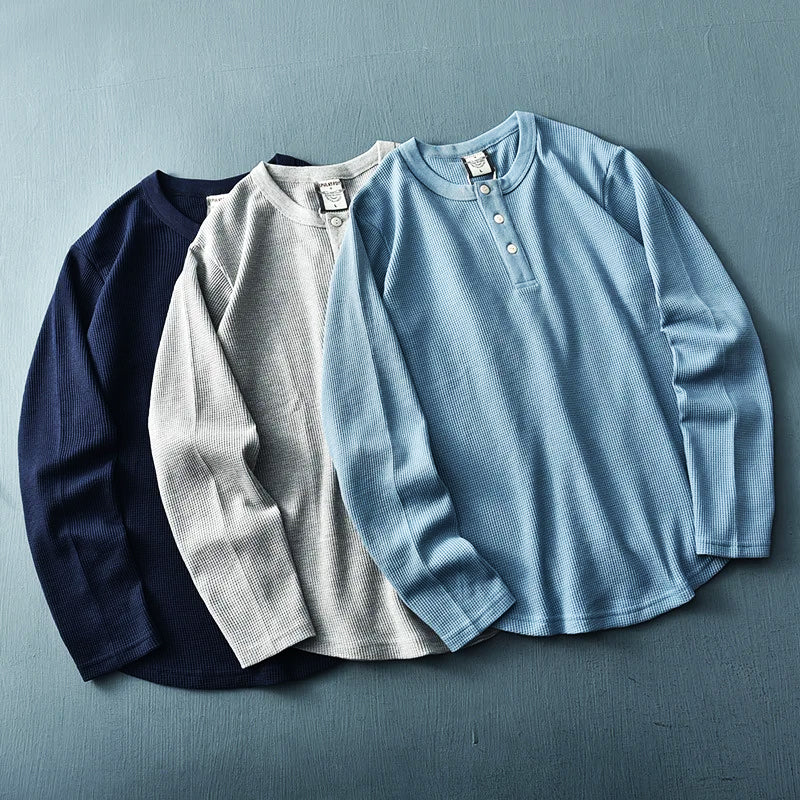 T-shirt henley à manches longues pour homme