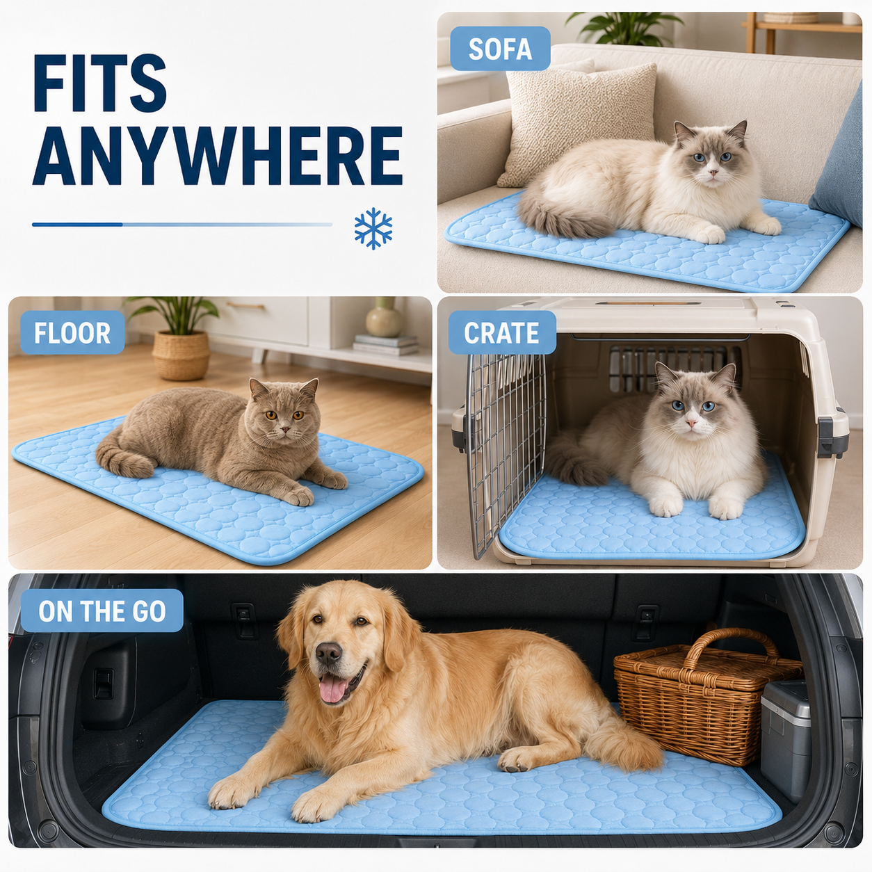 Tapis rafraîchissant matelassé pour animaux de compagnie