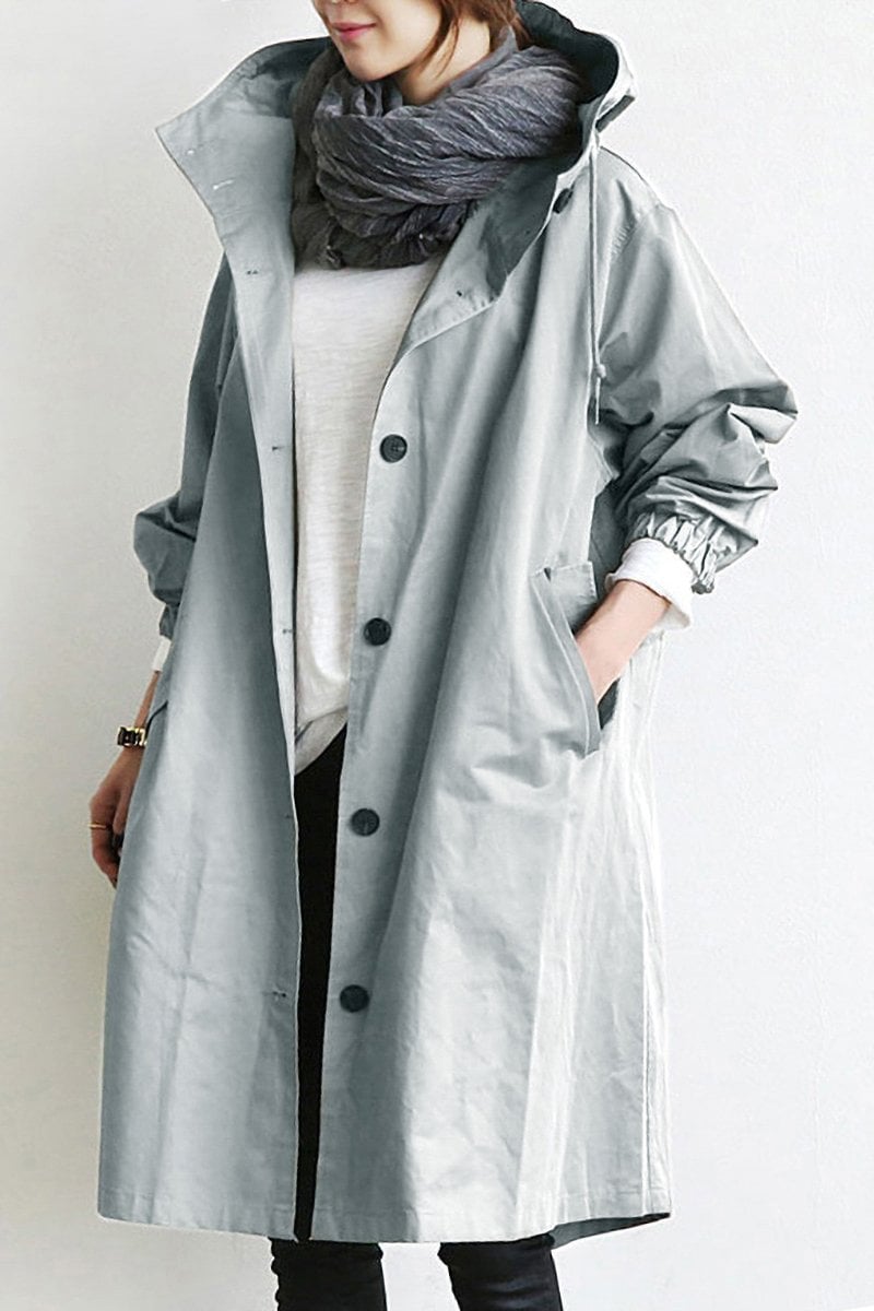 Trench imperméable à capuche, élégant et chaud