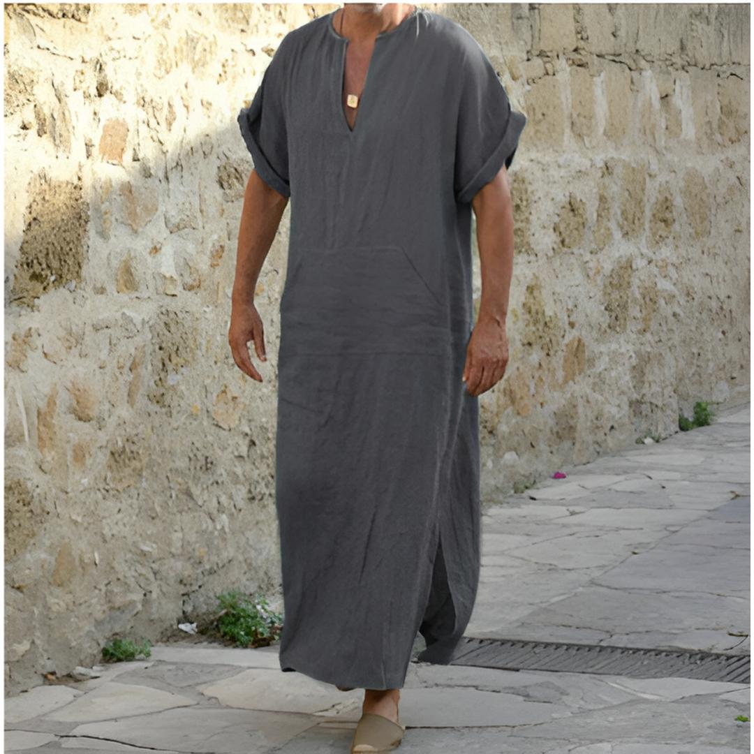 Tunique longue à col en V pour homme