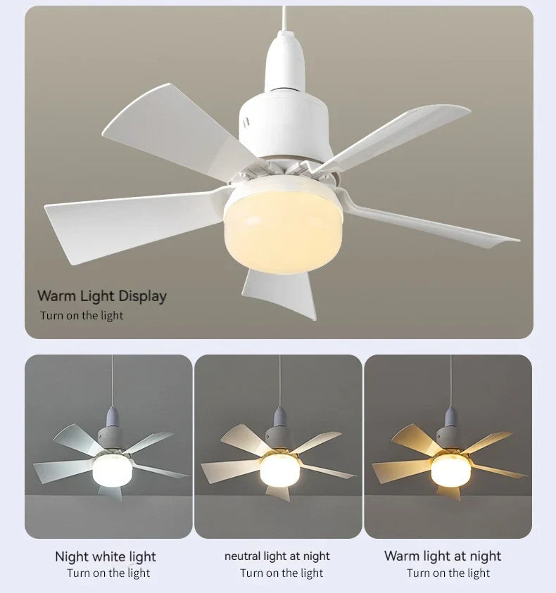 Ventilateur de plafond avec éclairage 30 W E27 avec télécommande, fonction de variation LED, intelligent et silencieux pour chambre et salon