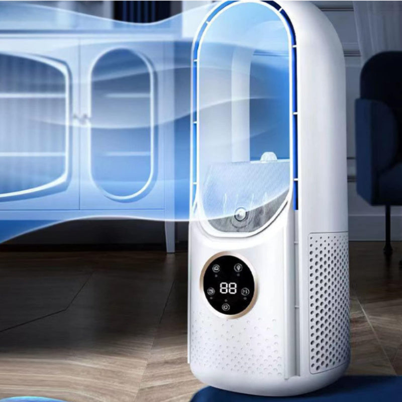 Ventilateur sans pales portable avec veilleuse – humidificateur et purificateur à 6 vitesses, refroidisseur de bureau USB silencieux pour la chambre et les pièces