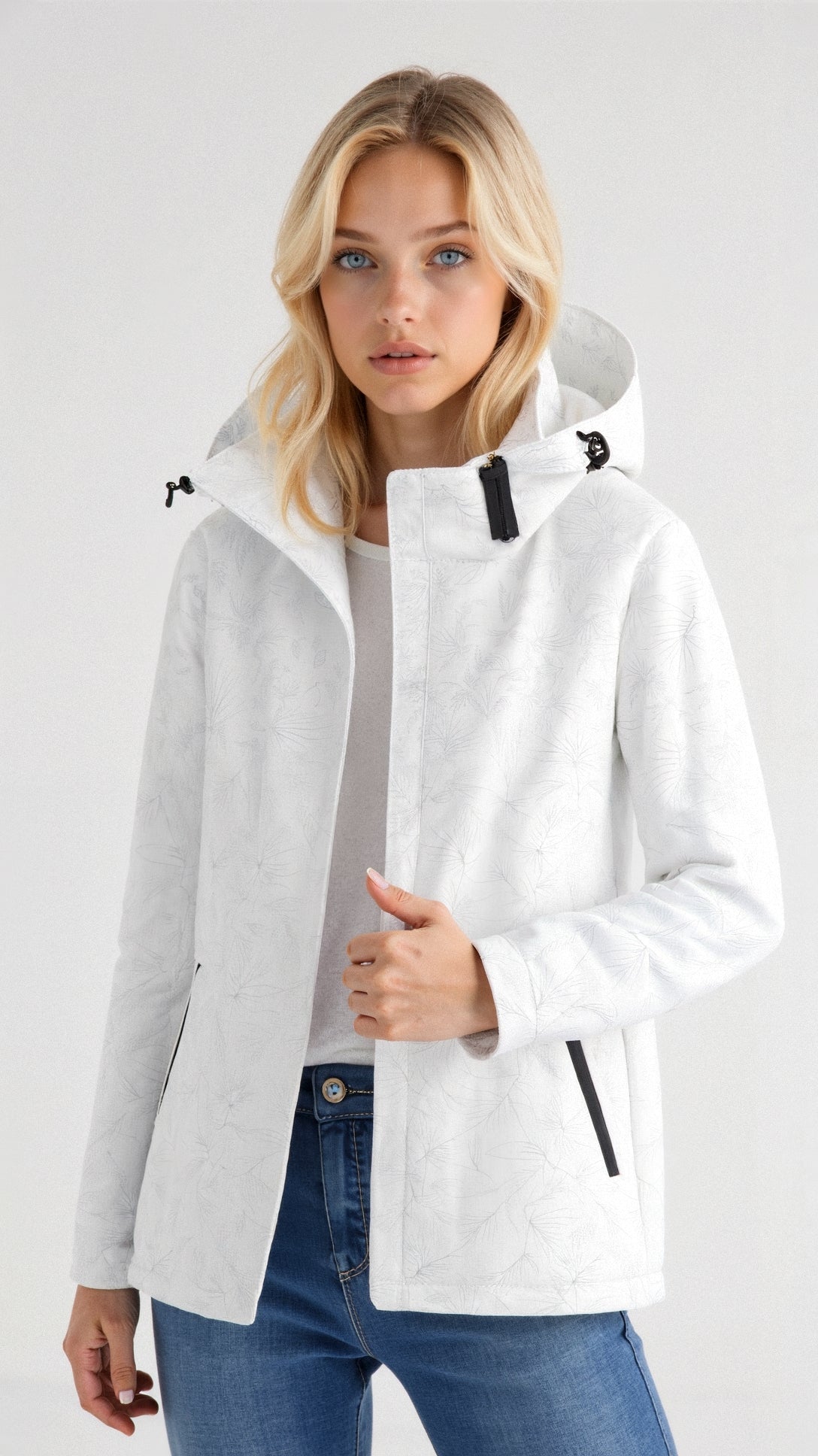 Veste à capuche zippée à fleurs pour femme