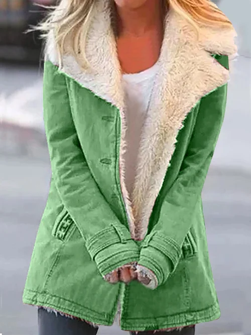 Veste d’hiver mi-longue à fausse fourrure pour femme