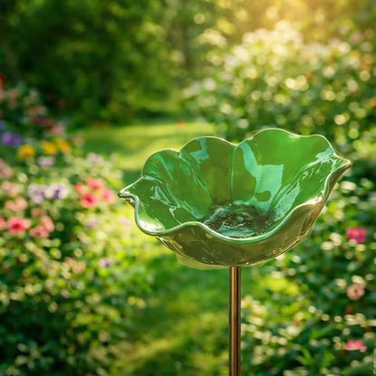 Abreuvoir artisanal pour oiseaux à motif floral