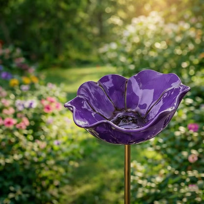 Abreuvoir artisanal pour oiseaux à motif floral