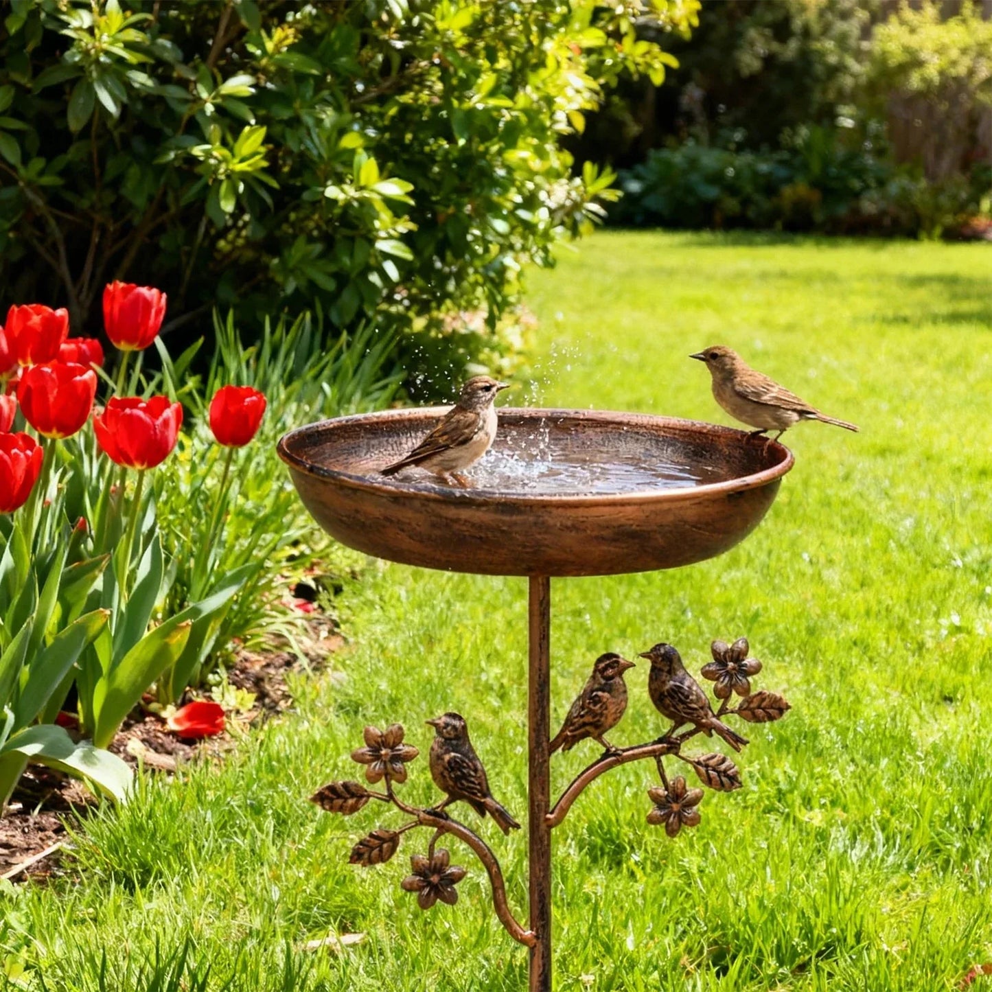 Abreuvoir pour oiseaux de jardin | coupe décorative | piquet robuste